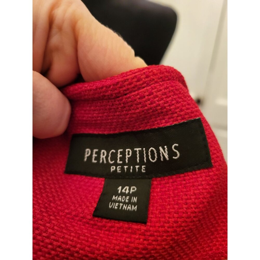 Perceptions Petite Red Swing Tailored Jacket 14P Twee Retro Old Money Ladylike - Picture 6 of 9
